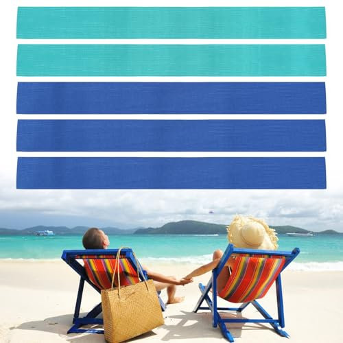 JRJRN 5 Elastic Towel Bands for Beach Chairs and Sun Loungers - Rubber Lightweight Stretchable Bands for Pool and Cruise Sunbeds