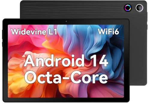 Freeski 10 Inch Tablet Android 14, 10GB RAM 64GB ROM 1TB TF, Octa-Core 2.0GHz Processor, 5G+2.4G WiFi 6, 8+5MP Dual Camera, 5000mAh Battery, Newest Tablets with Widevine L1 (Black)