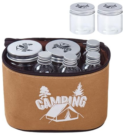 Seasoning Containers - 8 /Set spce Jars, Portable Seasoning Bottle Kit | Oil Vinegar Bottle Camping Cruet Condiment Pot with with Carry Storage Bag, Outdoor Seasoning Bottles for Bbq Camping Outd