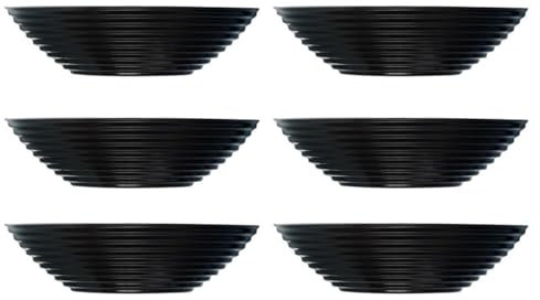 Luminarc Harena Negro 6 Bol Vidrio 20cm Opal Apto Microondas Apto Frigorífico Reciclable