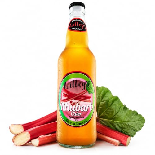 Lilley’s Cider - Rhubarb Cider 4% ABV - Lightly Sparkling Sweet Craft Cider with Tangy Rhubarb Twist, Vegan & Gluten-Free, Great Taste Award Winner - 12x500ml Bottles