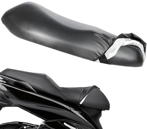 Nodcows Motorrad Sitzbezug, Universal Motorrad Sitzauflage Wasserdicht, Sitzbank Sitzbankabdeckung Elastischer, Roller Sitzbankbezug Anti-Kratzer mit Sonnen und Regenschutz - L (Schwarz)