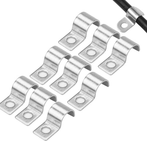 XoeLLe 50 Stück Befestigungsschelle Metall Rohrschellen, Hochleistungs Kabelschellen, Rohrschellen Rohrbefestigung Einzelloch U-Rohrschellen, Rohrschellen Edelstahl, Rohrklemme für Kabel Ø 10-11 mm