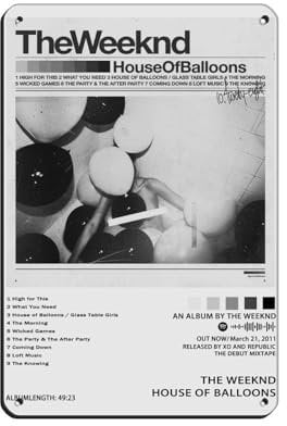 The Weeknd Poster House of Balloons Albumcover Poster, Retro-Poster, Metallblechschild, schicke Kunst, Retro, Eisenmalerei, Bar, Menschen, Höhle, Café, Familie, Garage, Poster, Wanddekoration, 20 x 30