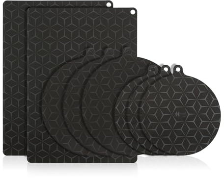 Meisterhome® Induktionsschutzmatte – Herdabdeckplatte - Herdabdeckung Induktionsfeld - Hitzeschutzmatte - Induktionsmatte für alle Größen - Silikon Matte - Induktion Schutzmatte - 8 Stück (Set 1)