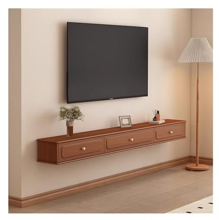 Mobile TV Mobile TV sospeso for sotto la TV, centro di intrattenimento vintage di lusso con portaoggetti, mobile TV stretto a parete in legno con cassetti, salvaspazio Mobile porta TV(180x24x20cm)