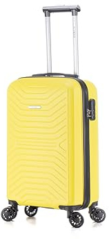 FLYMAX 4-Rad Koffer Groß, Mittel & Kabine Super leichte Hartschale Gepäck Spinner ABS Reisekoffer, gelb, 55x40x20 Ryanair, Koffer