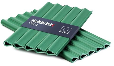 HOLZBRINK Clip brise vue en PP | 20 pièces de attache pour brise vue extérieur, balcon, jardin | Clip de fixation | vert (RAL 6005)