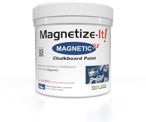 Magnetize-It! Deco Color Peinture magnétique pour mural/tableau noir (à base d'eau) – Bleu – 0,5 l – 500 ml – Extra adhérence, économique et durable, peinture d'intérieur polyvalente