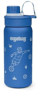 ergobag Edelstahl Trinkflasche Fußball - Blau | 500 ml Fassungsvermögen mit verschiedenen Motiven für Kinder, auslaufsicher und leicht zu reinigen