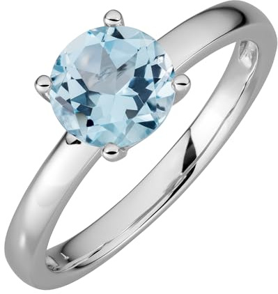 Orolino Damen Ring 585/- Gold Glänzend Blautopas beh. weiß 067370120