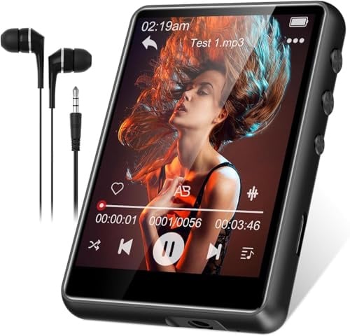SWOFY 64GB MP3 Player Bluetooth 5.3 HiFi Music Player, 2.4-Zoll Touchscreen MP3 Player mit Lautsprecher Recorder, FM Radio, Unterstützung für bis zu 128GB Erweiterung(Schwarz)