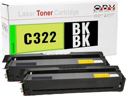 OBV C3220K0 Toner Schwarz Doppelpack kompatibel zu Lexmark C3224dw C3326dw C3426dW MC3224dwe MC3224adwe MC3226adwe MC3326adwe MC3426adW MC3224i MC3326i MC3426i ca. 1500 Seiten BK