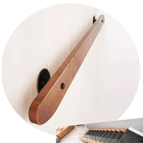 ZIUSFAC Rampe D'escalier en Bois 110cm 300cm Main Courante Mural Rambarde pour Escalier Balustrade avec Kit Complet Main Courante D'escalier Intérieur Porche Couloir(3.6ft/110cm)