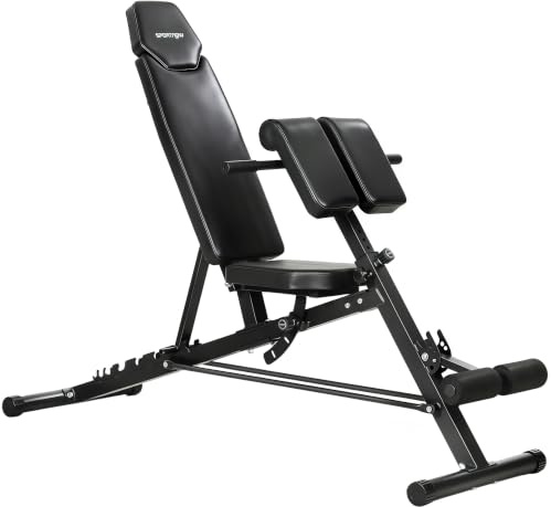 SPORTNOW Hantelbank verstellbar 4 in 1 Trainingsbank mit Beinstrecker Curlpult 6-Fach Rückenlehne, verstellbar Sitz & Polster, Multifunktionale Schrägbank 150 kg Last Rückentrainer für Home Gym