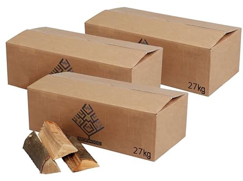 Brennholz Buche, Kaminholz mit Rinde, Feuerschale für Öfen, Grill, Buchenholz, Holzscheite 25 cm ofengetrocknete Buchenholzscheite, wählbar von 27 bis 270 kg, Menge: 81 kg