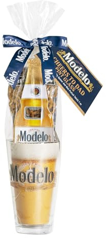 Marketplace Brands Cerveza Modelo Beer Pint Glass 3 pc Gift set with Bottle Opener and Pretzels