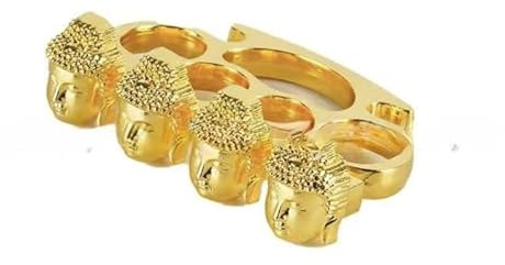 ANTKING Luxury Gold Plated Brass Knuckles Ring, Textured Metal Design, Fashion Jewellery Accessory