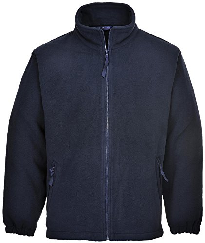 Portwest F205 Aran Fleece Polyester Reißverschluss 2 Taschen Winter Langarm | Marine, XL, UPF 50+, EN 14058 Klasse 1, Elastische Bündchen, Großzügige Passform, Verstellbarer Saum, Kordelzug, Stehkragen