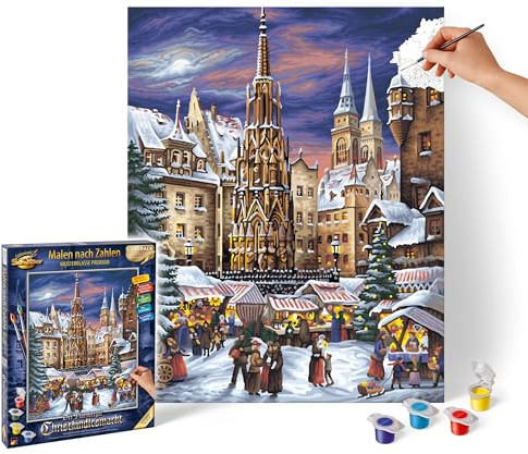 Schipper 609130336 Malen nach Zahlen – Nürnberger Christkindlesmarkt - Bilder malen für Erwachsene, inklusive Pinsel und Acrylfarben, 40 x 50 cm