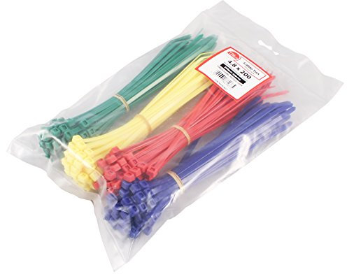 TIMCO Cable Ties - 4.8 x 200mm - Mixed Colours - Bag of 200