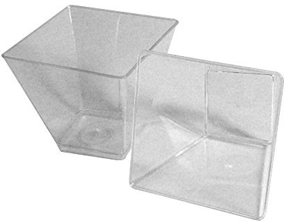PZ 200 plástico transparente pequeño cuadrado vidrio 58 CC para porciones individuales mousse mini postre pasteles