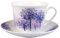 Roy Kirkham Alliums Chatsworth Frühstückstasse und Untertasse, Knochenporzellan, violett, 8 cm