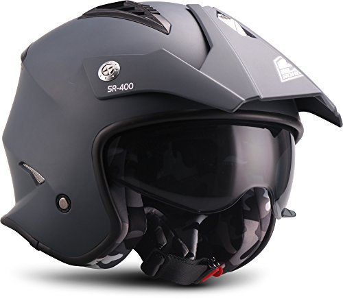 SOXON® SR-400 Mono „Navy“ · Jet-Helm · Motorrad-Helm Roller-Helm Scooter-Helm Moped Mofa-Helm Chopper Retro Vespa Vintage Pilot · ECE 22.05 Sonnenvisier Schnellverschluss Tasche S (55-56cm)