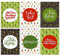 Papierdrachen Weihnachtskarten Set - 12 liebevoll gestaltete Postkarten zu Weihnachten - Kunstdruck zum Verschicken, Pakete dekorieren und Sammeln - Karten Set 3 - Rot-grün
