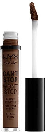NYX Professional Makeup Can't Stop Won't Stop Contour Concealer - wasserfester flüssiger Abdeckstift, Kaschieren & Highlighten, 3, 5 ml, Deep 22