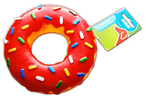 ECO Hunde-Spielzeug-Donut Geräusch Ø15cm Hundespielzeug Hund Quitsch Dog Toys 4-Varianten (Rot)