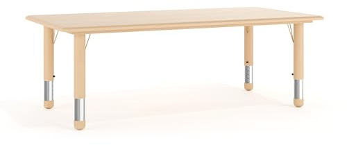 Flash Furniture Wren Adjustable Classroom Activity Table for School and Home, Plastic Activity Table for Kids, 23.625 W x 47.25 L, Natural