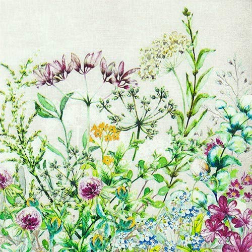 20 Servietten Wilde Blumenwiese als Tischdeko für den Frühling und Sommer 33x33cm