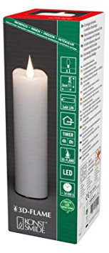 Konstsmide Slim Battery Candles / 3D Living Light/Battery Operated Flickering Moving Flame Candle/Real Wax / 4 or 8 Hour Timer Function / 17.8 x 5 cm/Warm White