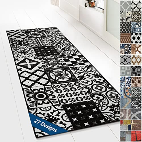 Floordirekt Teppichläufer mit Muster - maßgefertigter Feinschlingen Teppich Läufer für Küche, Flur & Wohnraum - Ornament Vintage Orient Gitter (80 x 300 cm, Sligo)