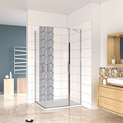 195 cm Box Doccia Angolare Doppia Porta Battente 80x120 cm in Vetro 6 mm Temperato Anticalcare Trasparente Barra Stabilizzatrice e Telaio Cromo Lucido
