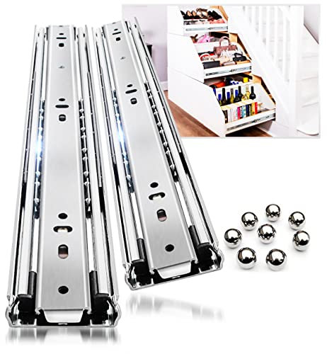 Heavy Duty Drawer Runners Slides Full Extension 300 350 400 450 500 550 650 700 800 850 900 950 400mm Ball Bearing Rails Track Guide Glides 68kg 1pair (Without Lock, 14 inch(350mm))