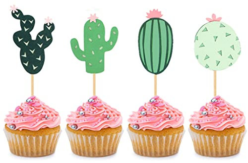 Cupcake-Topper mit mexikanischem Thema Kaktus für mexikanische Fiesta-Themen, Geburtstagsparty, Babyparty, Hochzeit, Party, Kuchendekorationen, 24 Stück