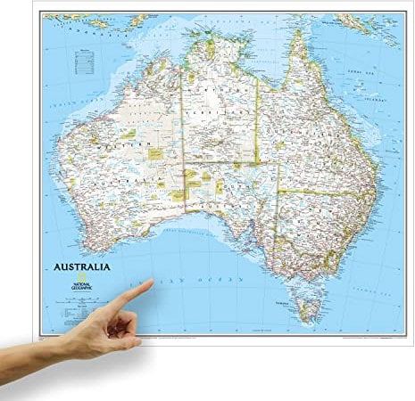 ORBIT Globes & Maps - Australien Landkarte, Kartenbild von National Geographic - Landkarte classic, Aktuell 2019, 77 x 69 cm, englisch