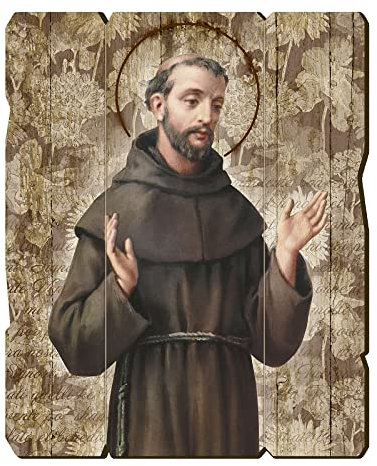 Bild aus Holz Retro Franz von Assisi