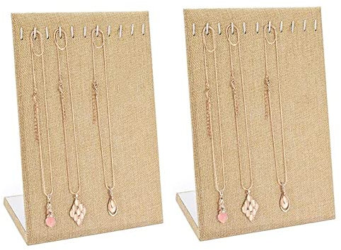 2 Confezioni Espositore per Collane, Espositore per Gioielli a Forma di L Elegante da Tavolo (Efedra)
