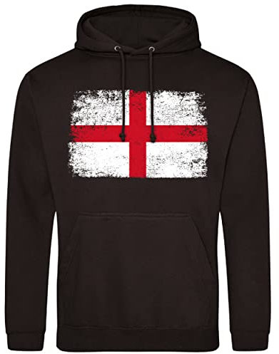 England Mens Hoodie English World Football Rugby Supporters Cup 2024 Unisex, XXL, Black