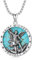 St. Michael Kette Erzengel Saint Michael Amulett Schutzpatron Halskette 925 Sterling Silber Anhänger Christlicher Religiöser Schmuck für Männer (Türkis)