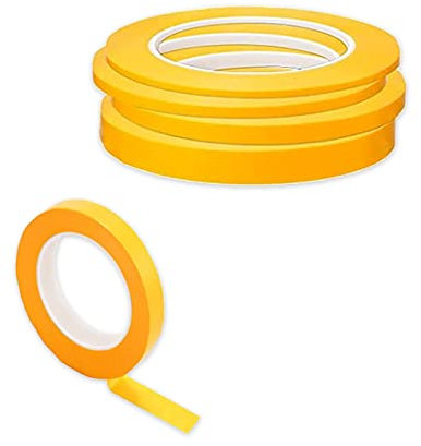 XPEX Masking Tape 5 Rollen Masking Tape Maler-Abdeckband 3/5/7/10/12 mm Selbstklebendes Feinlinienband für Whiteboard Crafts Label Dekoration (Gelb)