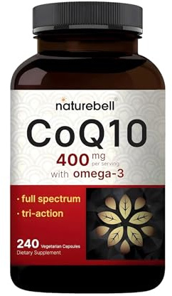 NatureBell CoQ10 400mg with Omega-3-240 Capsules - Antioxidant Supplement for Heart & Energy Health Support - Supports Cellular Energy* - Extra Strength Coenzyme Q10