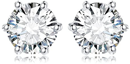 JewelryPalace Rundschliff 4ct Zirkonia Solitär Ohrstecker Silber 925 Damen, Simulierter Diamant Braut Schmuck Set, Ohrringe Silber Mädchen Edelstein,Ohrstecker Silber Klein mit Stein Geschenk Frauen