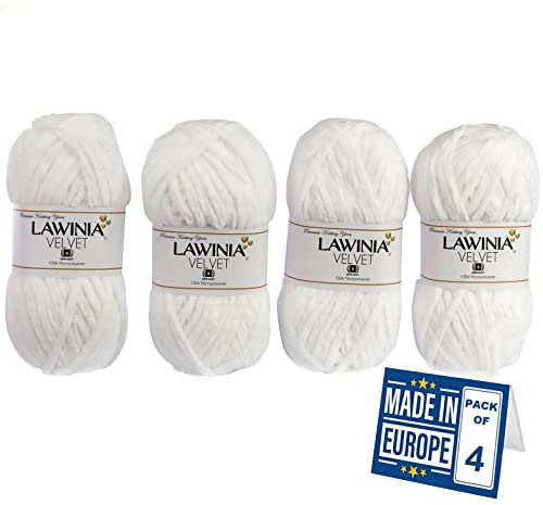 Premium Soft Chenille Yarn Chunky, Velvet Yarn Crochet, Does NOT SHED | Baby Plush Blanket Wool, Chunky Crochet Wool for Finger Knitting, Amigurumi, Hat, Scarf, Beanie Pack of 4