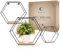 Hauly Wandregal 3er Set Hexagon – Metall schwarz mit Holz – Industrial Wandregale Wohnzimmer Deko – Sechseck Regal Holz Modern für Küche Flur Bad inkl. Zubehör