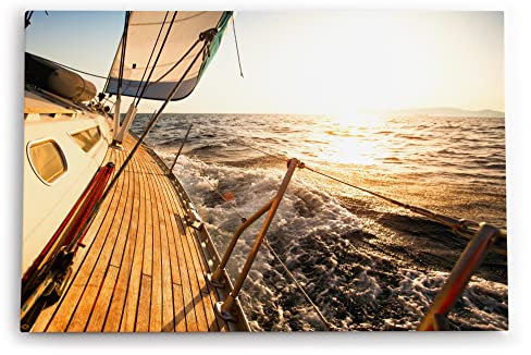 Paul Sinus Wandbild 120x80cm Segelboot Segelschiff Meer Ozean Horizont Sonnenschein