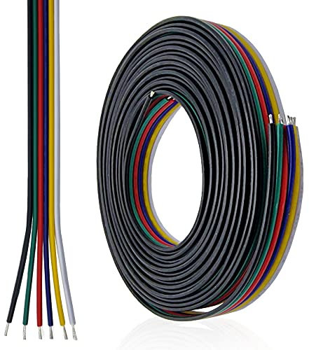 LedNord - Connettore per striscia LED a 6 poli per RGB, RGBW e RGB CCT (cavo da 5 m, 6 pin) – RGB LED striscia connettore & prolunga – cavo a 6 fili per cavo di collegamento LED a 3, 4, 5, 6 pin